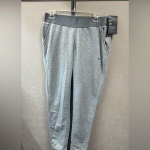 Nike Dri-FIT Sporty Women's Gray Pull-on Logo Waistband Jogger Sweat Pants M